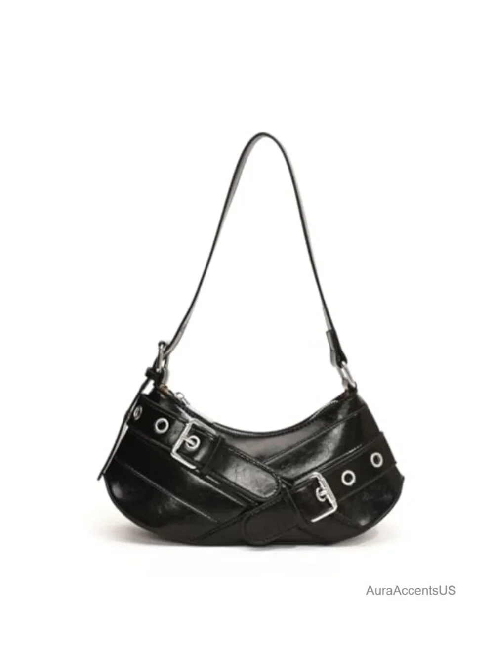 Y2K Punk Hobo Shoulder Bag Women Vegan Leather Handbag